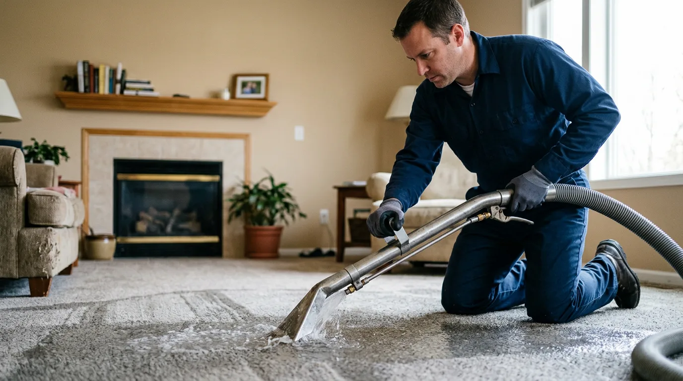Water damage restoration technician working near Platte City, MO